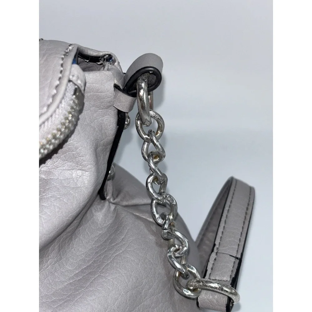 Vintage Juicy‎ Couture Y2K Gray Leather Silver Hardware Keys Hobo Bag Purse
